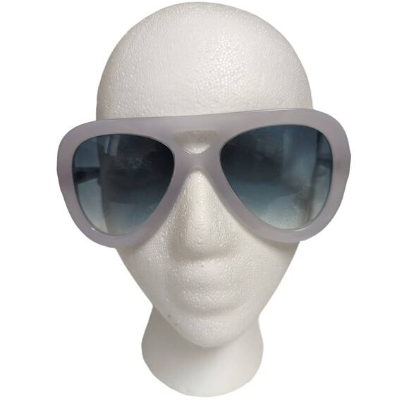 Derek Lam Charlotte Aviator Sunglasses Clear Light Blue Frosted Plastic  NWOT